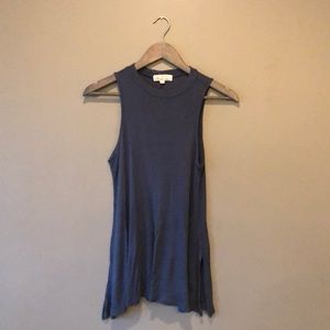 Heather Blue Sleeveless High Neck Top